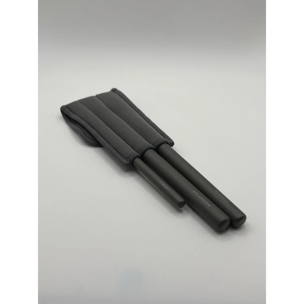 dome Makeup Brush Set Gray Blender Brush Eye Shadow Brush Liner Brush with Pouch